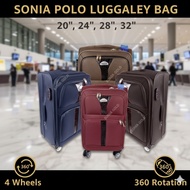 Sonia Polo Luggage Trolley Bag | 20, 24, 28, 32 inch | Luggage Bag Travel | Soft Suitcase Spinner Wh