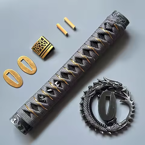 A Set Dragon Theme Japanese Samurai Sword Katana Wakizashi Tanto Guard Fittings Tsuba Menuki Fuchi K