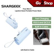Sharge (Shargeek) Flow Mini 2 5,000mAh Lipstick Sized Portable Power Bank with Built-in Cable