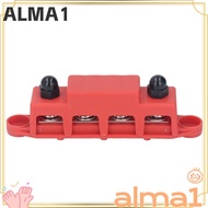 ALMA M10 Studs Bus Bar, 4 Position 48VDC 250A 4 Position Bus Bar, Screw Terminals M10 3/8 Red/Black 