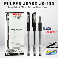 ( 1 Lusin Isi 12 Pcs ) Pulpen Joyko Easy Gel 0,5Mm / Pena Gel Tinta Hitam / Alat Tulis Sekolah / Atk Kantor / Bisa Bayar Ditempat / Millenium Store