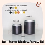 ₪Glass Jar (Candle Jar) - Matte Black with screw lid (120ml / 250ml capacity)