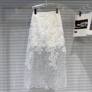 Summer New Arrival Petals Sequins White Long Mesh Skirt Women GP650