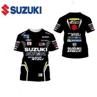 SUZUKI系列男士短袖T恤2023夏季新款聚酯纖維運動風格情侶裝上3D高清數位列印親子裝