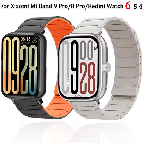Magnetic Silicone Strap for Xiaomi Mi Band 9 Pro/8 Pro Original Replaceable Wristband for Redmi Watc