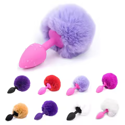 Multicolor Bunny Tail Butt Plug Soft Silicone Anal Plug Indeed Explore Ass Stimulate Roleplay Cospla