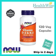 [USA] NOW FOODS Vitamin D-3 1000iu &amp; K-2 45mcg 120 Veg Capsules (Exp: 06/2026) Vitamin D3 &amp; K2 for Bone - Healthwise