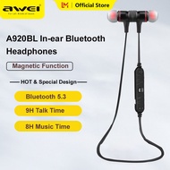 Awei A920BL Wireless Bluetooth Earbuds In-Ear Headphones Neck Wireless Earphone Bluetooth 5.3 with magnetic design Sports music Neck Hanging Waterproof Stereo Headset For all bluetooth moblies