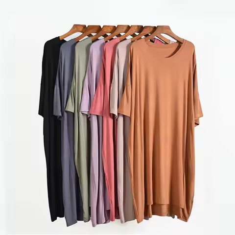 Large Size Nightdress Female 90 Kg Modal Fat Mm Loose Summer Nightgowns Women Outside Wear Dress Sho