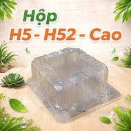 100 H5 Plastic Cake Boxes - Square Plastic Boxes 8cm High - 11x11x8cm – Transparent Lid