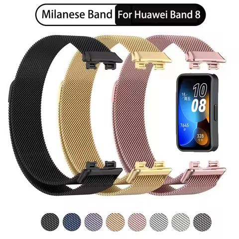 Mlianese Loop For Huawei Band 8-NFC Smartwatch Magnetic Wrist watchbands Metal Stainless Steel Brace
