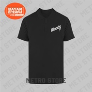 Polo Bloods Logo Text Premium Silver Print | Polo Shirt Short Sleeve Collar Young Men Cool Latest Unisex Distro.....