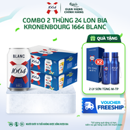 1664 Blanc - Bia Pháp Kronenbourg - Nồng độ cồn 5% - Combo 02 Thùng 24 lon 330ml Premium Beer Pháp h