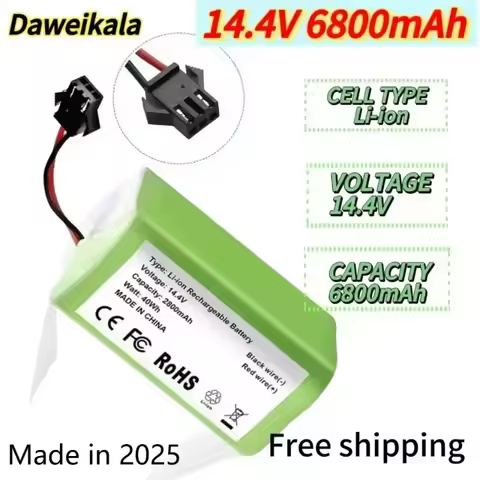 14.4V 6800mAh Li-ion Battery for for Conga 990 1090 Tesvor X500 Ecovacs Deebot N79 N79S DN622 Eufy R