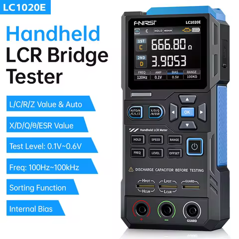 FNIRSI LC1020E Handheld Digital Bridge Tester LCR Meter Auto-Ranging Inductance, Capacitance, Resist