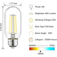 T45 Dimmable E26 Led Bulb 60 Watt Equivalent,Vintage E26 Edison Bulbs,Tubular Clear Decorative Light