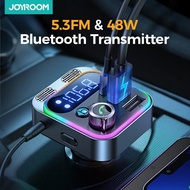 ♞ Joyroom ใหม่ 48W Bluetooth Car Adapte Dual Mics เสียงไฮไฟ Bluetooth 5.3 เครื่องส่งสัญญาณ FM สำหรับรถแฮนด์ฟรี Bluetooth Receiver