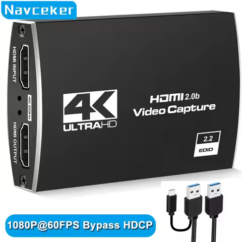 4K USB 3.0 Video Capture Card HDMI Bypass HDCP 1080P 60Hz HD Video Recorder Grabber For PS5 OBS Game