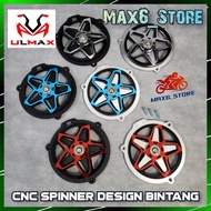 ULMAX RACING STAR DESIGN CNC SPINNER CVT RADIATOR COOLANT COVER KIPAS PUSING DESIGN BINTANG CNC ALLO