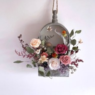 【不凋花乾燥花】鄉村風粉色不凋玫瑰乾燥花花盒吊飾