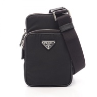 【二手】Prada PRADA 單肩包三角Plate手機殼 黑色尼龍 Saffiano 皮革三角標誌手機殼 男女通用
