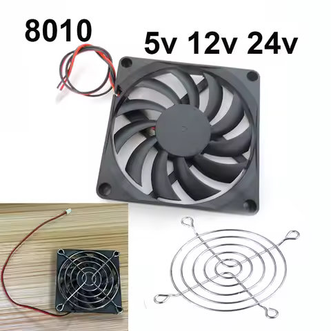 Cooling Fan with Fan Grills 80mm 5V 12V 24V 80mmx80mmx10mm 8010 DC Brushless mini Fan For Computer C