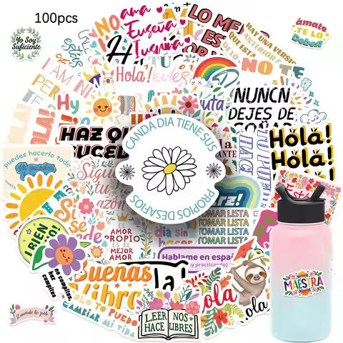 100pcs Spanish Motivational Inspirational Quotes Stickers - Reusable Self-Adhesive Sticker For Lapto