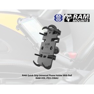 RAM-HOL-PD3-238AU RAM MOUNTS QUICK GRIP UNIVERSAL PHONE HOLDER WITH BALL MOTORCYCLE CAR