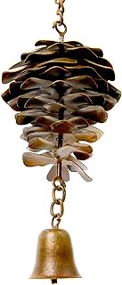 Happy Gardens Pine Cone Ornament with Bells | Bronze Metal Fall Wind Chimes, Pine Cones Decorations | Decorative Hanging Ornaments, and Garden Decor