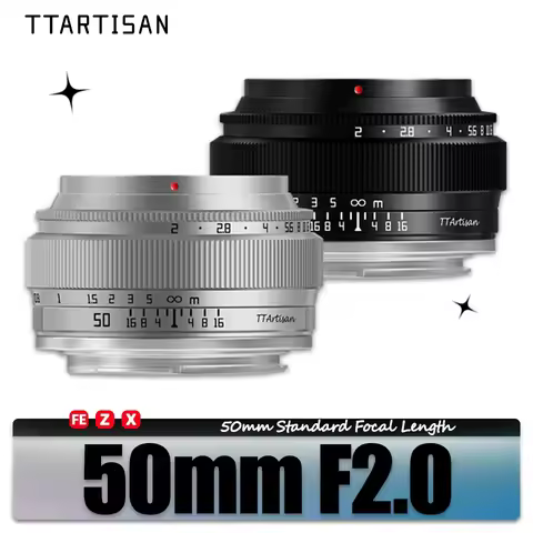 TTArtisan 50mm F2 Large Aperture Full Frame Portrait Humantity Camera Lens Compatible with Sony E A7
