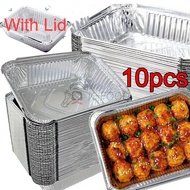 10pcsAluminum Foil Tray Thickening Loaf Pan Food Grade Rectangle/Pan/ Square Tin Foil Tray With Lid