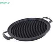 MONS Japanese Mini Hibachi Grill, Ribbed Black Pan Round Tabletop Charcoal, Durable Compact Side Han
