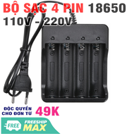 Đế sạc pin 3.7v 4.2v 18650 sạc 4 viên đồng thời dùng nguồn 110v - 220v