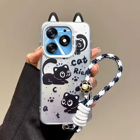 3D Cute Ear Cat Claws Dog Cartoon Phone Case For Tecno Spark 20C 10C 20 10 G0 1 2023 2024 2025 POP 8