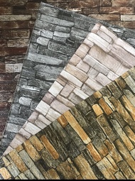 Wallpaper 3D foam Sticker Foam 3D WallFoam motif batu bata Alam