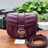 Preloved Puffy Quilting Coach Georgie Saddle Bag Boysenberry