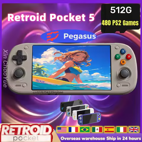 Retroid Pocket 5 Handheld Game Console Video Player Retro Android 13 RP5 5.5 Inch OLED Touch Screen 