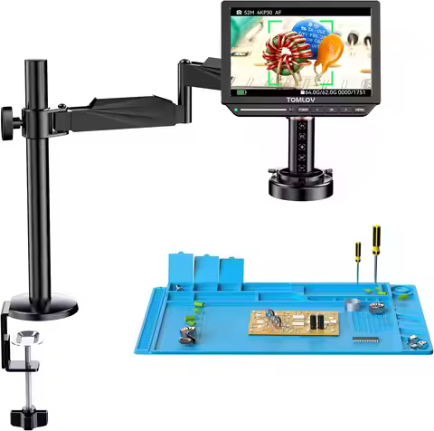 TOMLOV 4K Autofocus Microscope Camera 2000X TM4K-AF Flex Arm 8" Digital Soldering Microscopio HDMI E