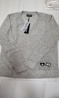 💝karl lagerfeld 老佛爺灰色V領冷衫M