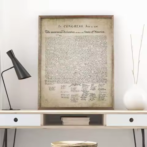 Declaration Of Independence Wall Art Canvas Painting July 4th 1776 American Independence Day Celebra
