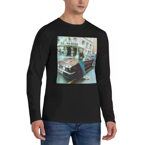 Vintage cool rowan atkinson aka Mr Bean Men's Long Sleeved T-shirt Breathable Round Neck T shirts Sp