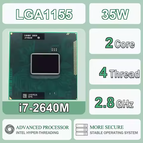 Intel Core I7-2640M 2.8GHz Computer CPU Processor Server I7 2640M Socket G2 / RPGA988B