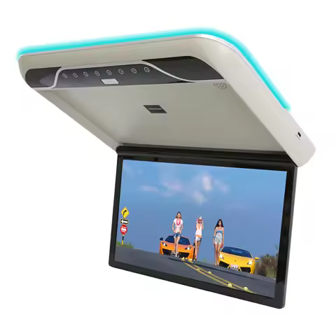 Car Monitor 17.3 Inch HD LCD Screen Automobile Ceiling Android TV MP5 Multimedia Roof Mount Display 