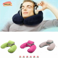 FKILLAONE U-Shape Pillow, PVC with Storage Bag Air Inflatable Pillow, Portable Folding Flocking Neck