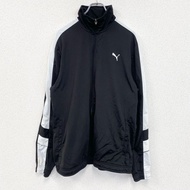 古著PUMA長袖運動外套，黑色，L碼，單點刺繡logo。