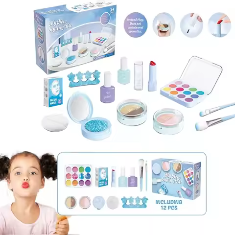 Beauty Salon Play Set Kids Makeup Kit Kids 3-5 Years Old Cosmetic Set Makeup Kit for Girls Beauty Pl