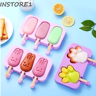 INSTORE1 Ice Cream Mold, Purple Bunny/bear Claw Pattern Popsicle Mold, Household with Lid and Popsicle Sticks Silicone Ice Lolly Mold Refrigerator