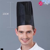 一次性廚師帽子男女飯r廳後廚房餐飲工作帽不織布紙高帽圓頂帽透