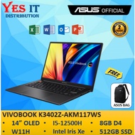 ASUS VIVOBOOK S K3402Z-AKM117WS LAPTOP INDIE BLACK (i5-12500H/8GB/512GB SSD/14/H&S/W11H/2YW)