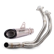 ระบบ FZ-07ท่อไอเสียรถจักรยานยนต์ยามาฮ่า MT-07 2014-2024 R7 MT07 XSR700 FZ07 MT 07 YZF-R7ท่อเชื่อมด้า